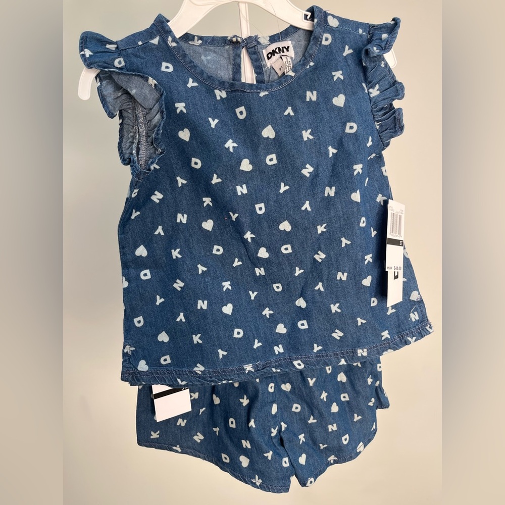 DKNY Denim Dress with Heart Print